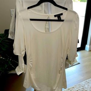 White House Black Market-off white/cream shirred top